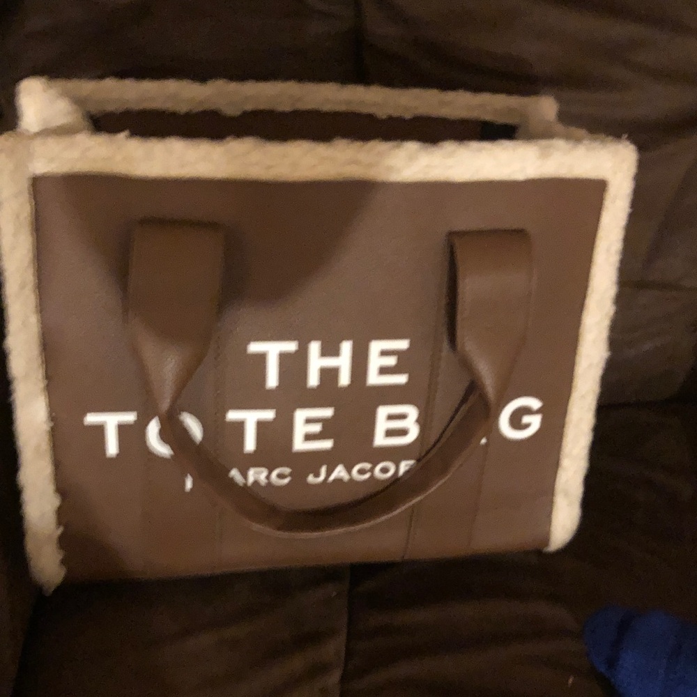 Marc Jacobs Brown Tote Bag with Cream Shearling Trim